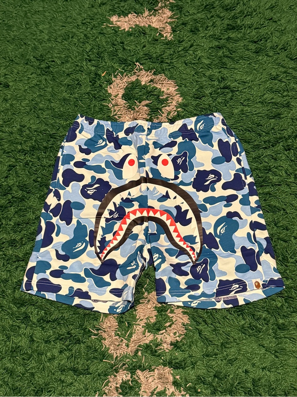 Bape Blue Camo Shark-Graphic Men's Athletic Shorts
